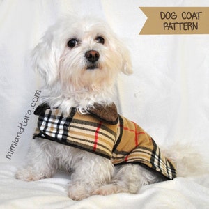 Dog coat pattern size M, Sewing pattern, Dog clothing pattern, Dog coat, Dog raincoat image 1