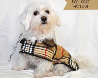 Dog coat pattern size M, Sewing pattern, Dog clothing pattern, Dog coat, Dog raincoat