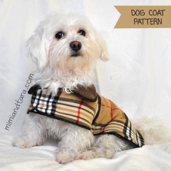 Dog coat pattern size M, Sewing pattern, Dog clothing pattern, Dog coat, Dog raincoat