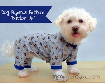 Dog Pajamas Pattern size XL "button up", Sewing pattern, Dog clothing pattern, Dog pajamas