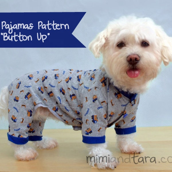 Dog Pajamas Pattern size XL "button up", Sewing pattern, Dog clothing pattern, Dog pajamas