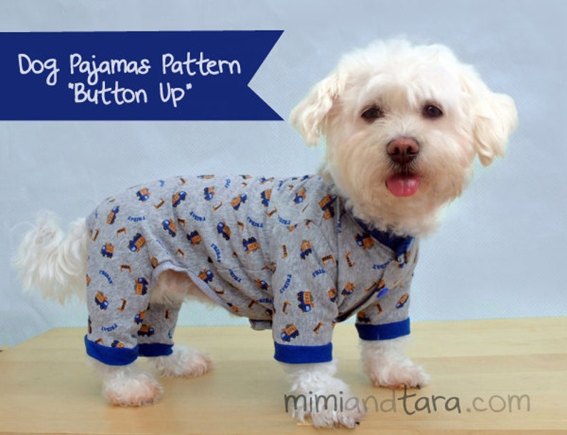 Dog Pajamas Pattern size M button up, Sewing pattern, Dog clothing pattern image 1