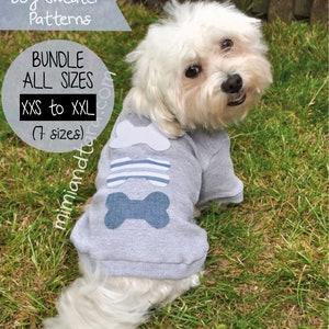 Dog Sweater Pattern Bundle All Sizes, Dog Clothes, Dog Clothes Pattern, Sewing Pattern, Tshirt For Dog, Dog Sweaters image 1