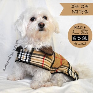 Dog Coat Pattern Bundle All Sizes, Sewing Pattern, Dog Clothes Pattern, Dog Coat, Dog Raincoat