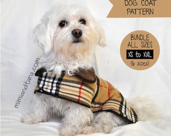 Dog Coat Pattern Bundle All Sizes, Sewing Pattern, Dog Clothes Pattern, Dog Coat, Dog Raincoat
