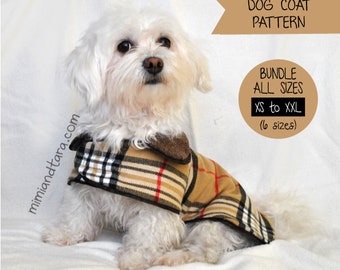 Dog Coat Pattern Bundle All Sizes, Sewing Pattern, Dog Clothes Pattern, Dog Coat, Dog Raincoat