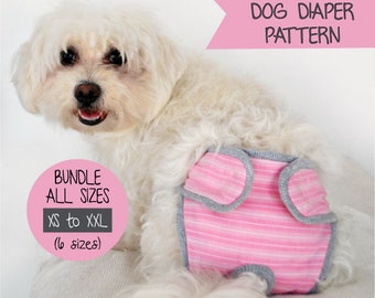 Dog Diaper Sewing Pattern Bundle: All Sizes XS-XXL (PDF Pattern)