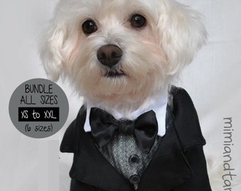 Dog Tuxedo Pattern Bundle All Sizes, Dog Clothes, Dog Clothes Pattern, Sewing Pattern