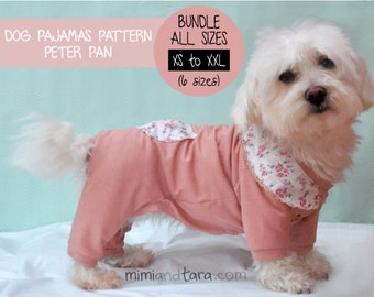 Dog Pajamas Pattern - BUNDLE ALL SIZES "Peter Pan", Dog clothes, Dog Clothes Pattern, Sewing Pattern