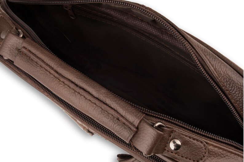Leather Multi Pocket Medium Size Travel Bag Top Carry Handle Etsy UK