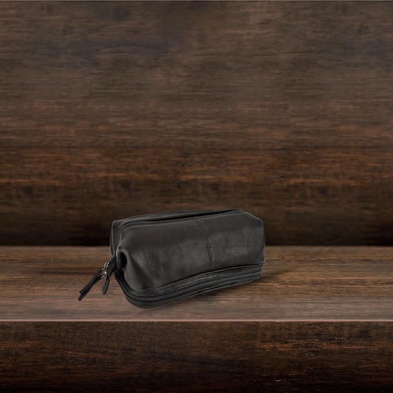 Woodland Leather Brown Large 8.0 Easy Access Wash Bag Central Zip Understoreage Compartment