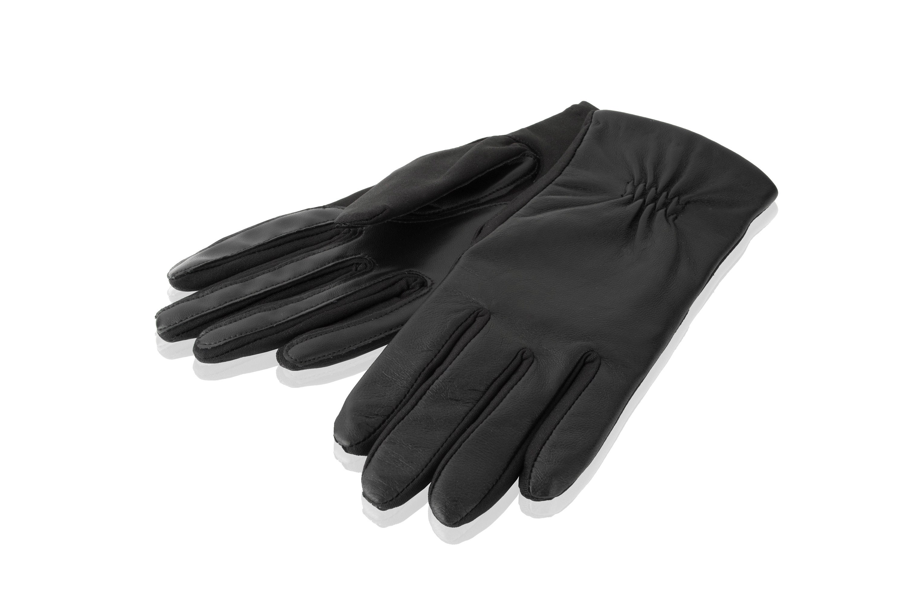 Ladies Black Stretch Leather Gloves Etsy
