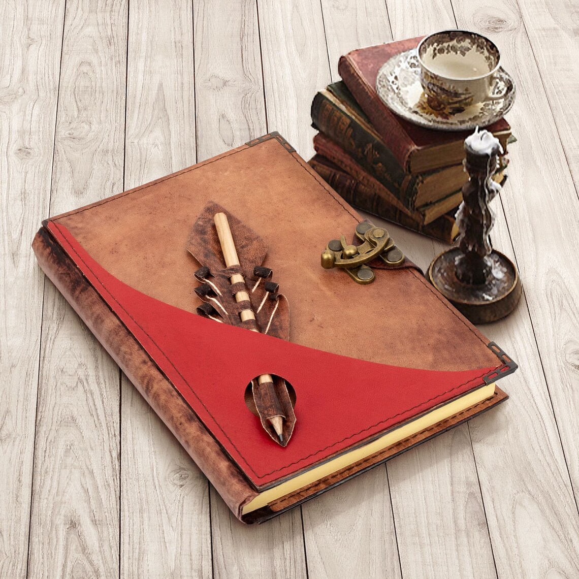 Genuine Leatherbound Journal Notebook With Pencil Storage Etsy UK