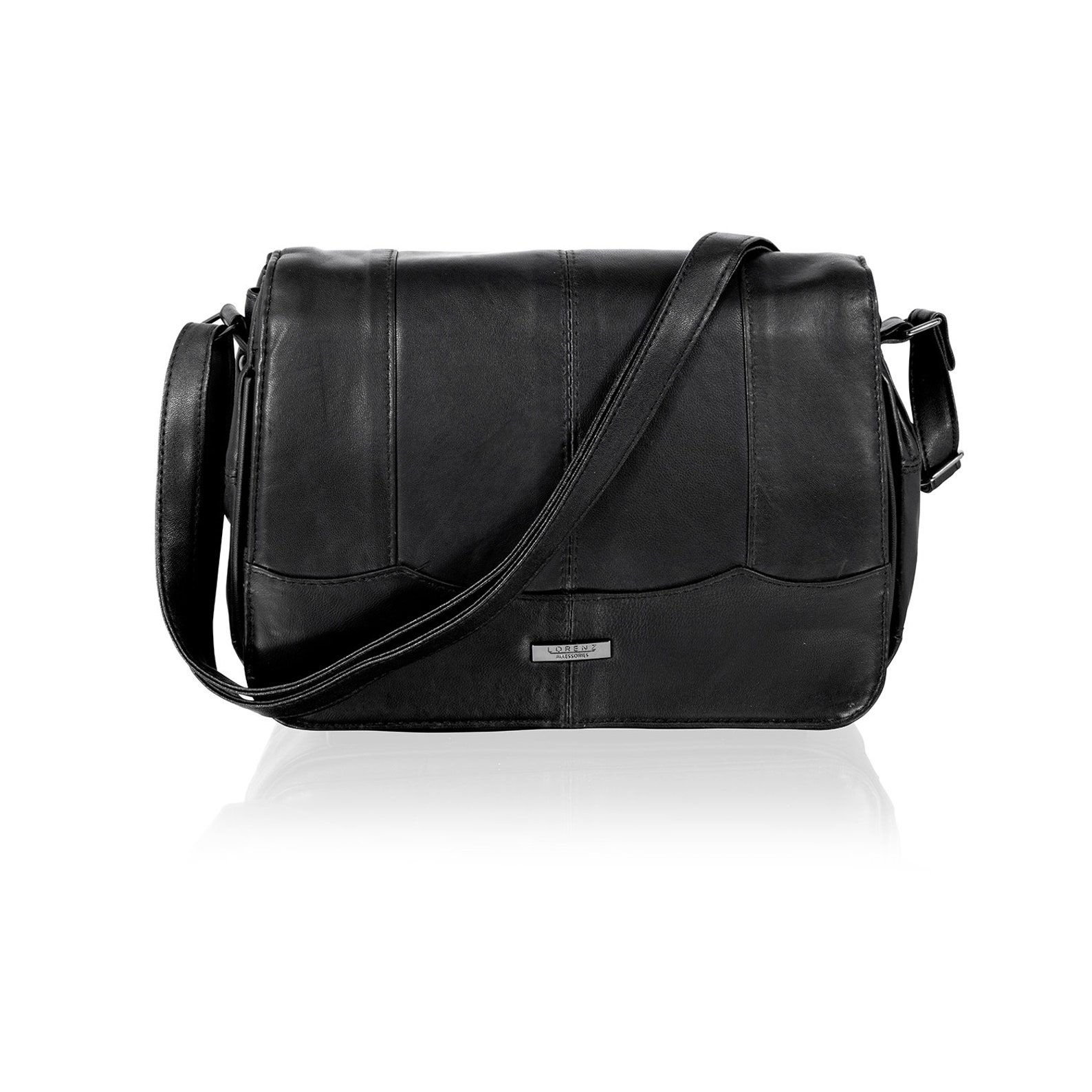 Woodland Leather Black Leather Hand Bag 10.0 with Adjustable | Etsy