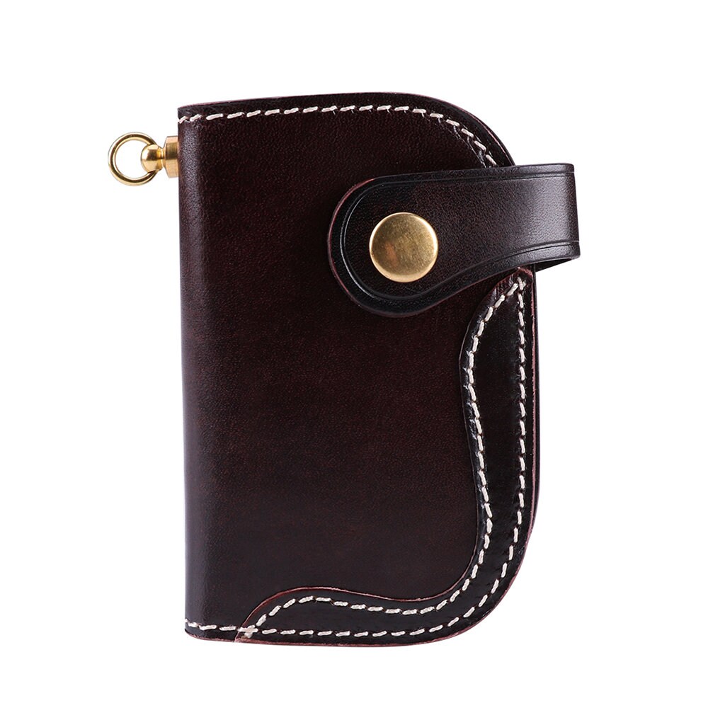 Unisex Leather Keychain and Card Holder Wallet Dark Brown Etsy