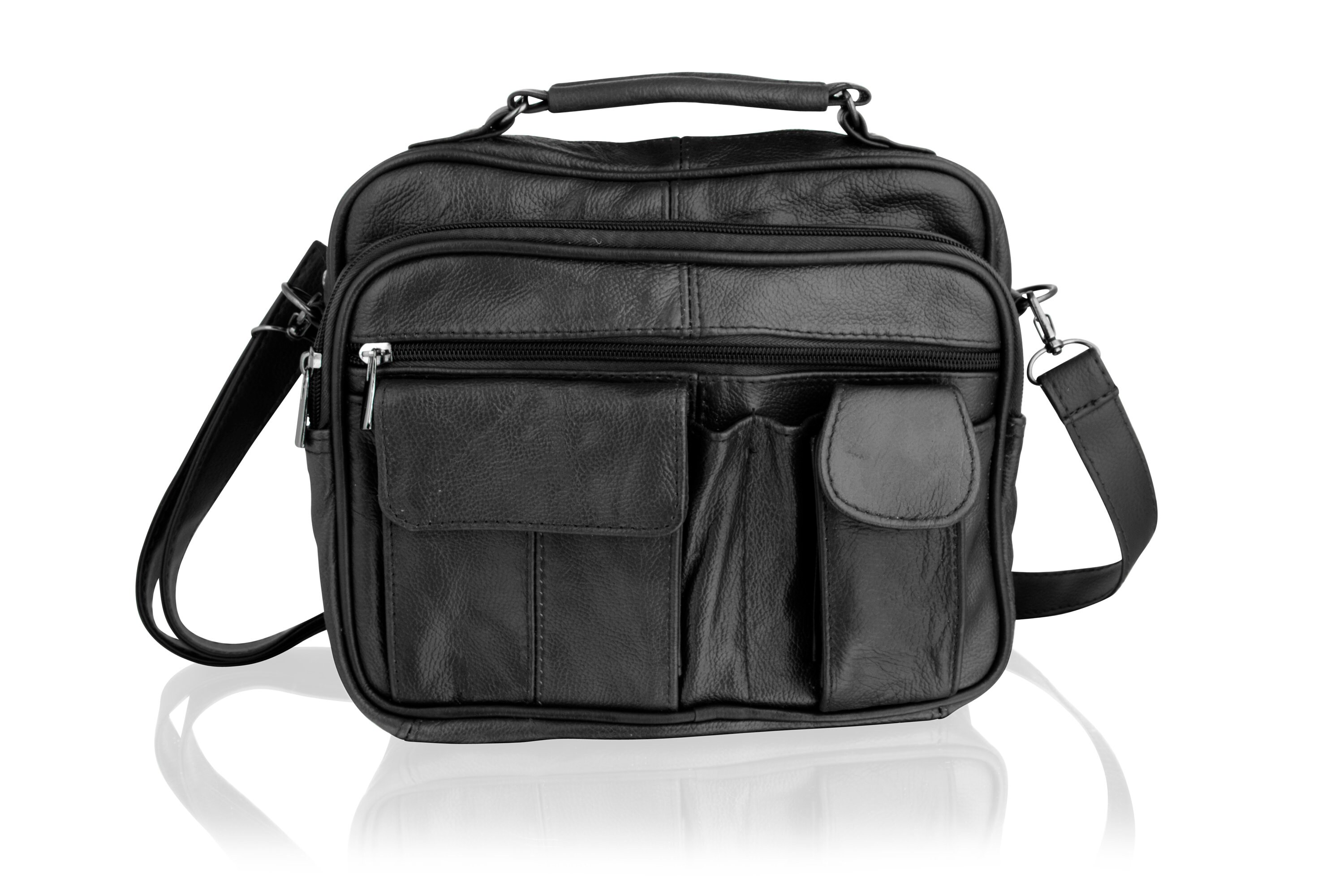 Leather Multi Pocket Medium Size Travel Bag Top Carry Handle - Etsy UK