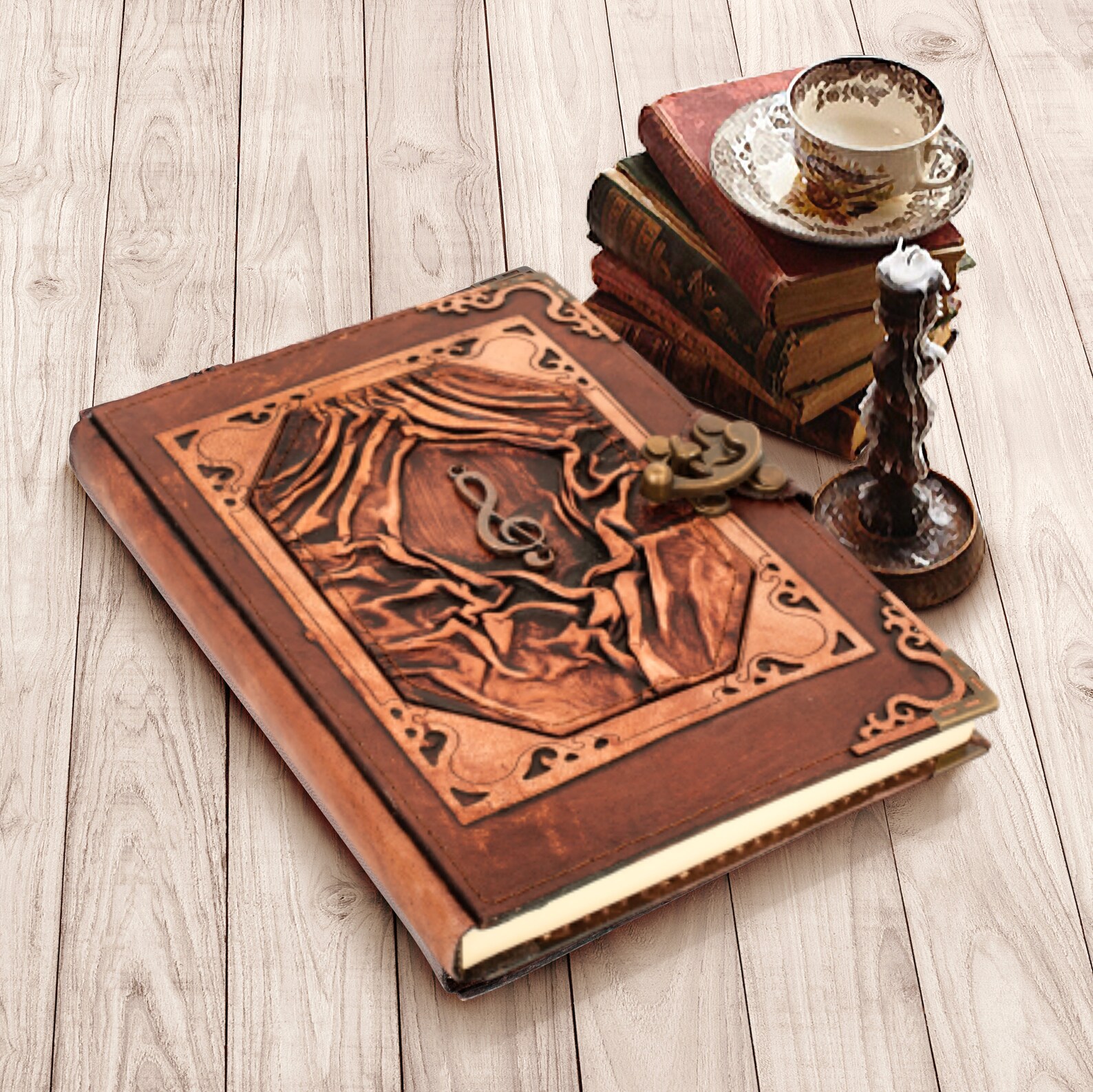 Genuine Leatherbound Music Note Journal Notebook by Woodland Etsy UK