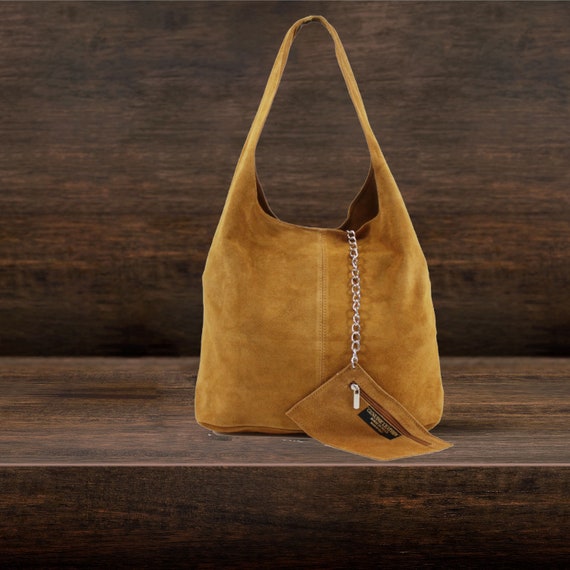 light tan suede bag