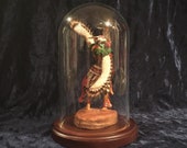 Vintage Hand Carved And Painted Hopi Eagle Dancer Kachina Doll With Glass Dome
