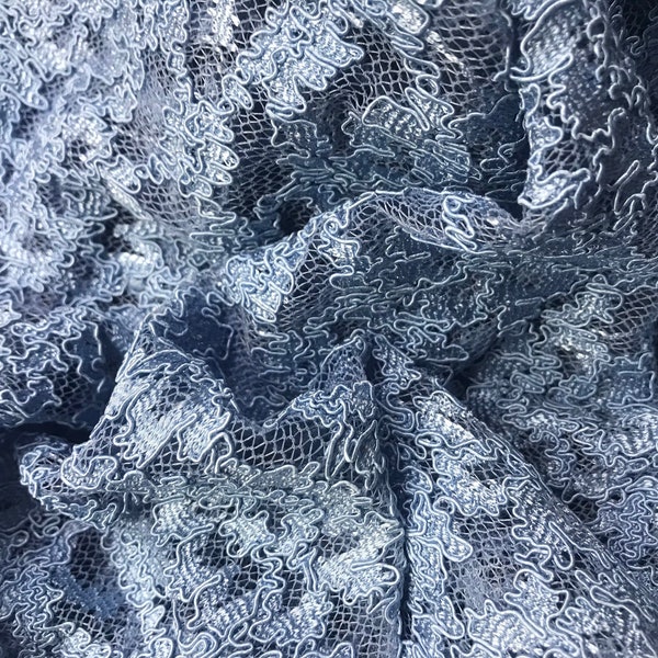 Light Blue Floral Abstract Stretch  Lace Fabric for Evening Wear, Dancewear, Lingerie, Costumes, Crafts and Street Wear