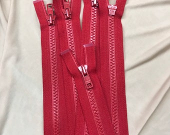 Clearance Sale.  YKK Red Separating Jacket/Sport Zippers 17inch 18 inch 19 inch