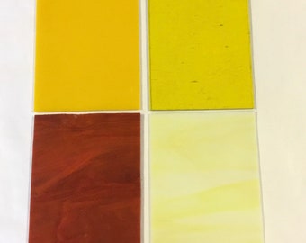 Sale! Flower Colors 4pc Set  4” x 6” Stained Glass Sheet G03