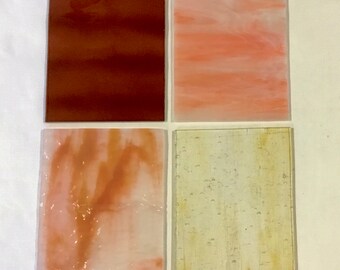 Price Cut! Beach Sunset Color Set of 4 -  4” x 6” Stained Glass Sheet G09