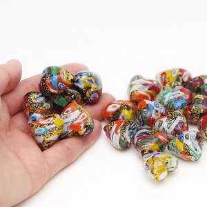 Gold Millefiori Beads 20mm Heart Murano Glass Bead in Multicolor Venetian Bead Klimt Style Bead for Craft Jewelry
