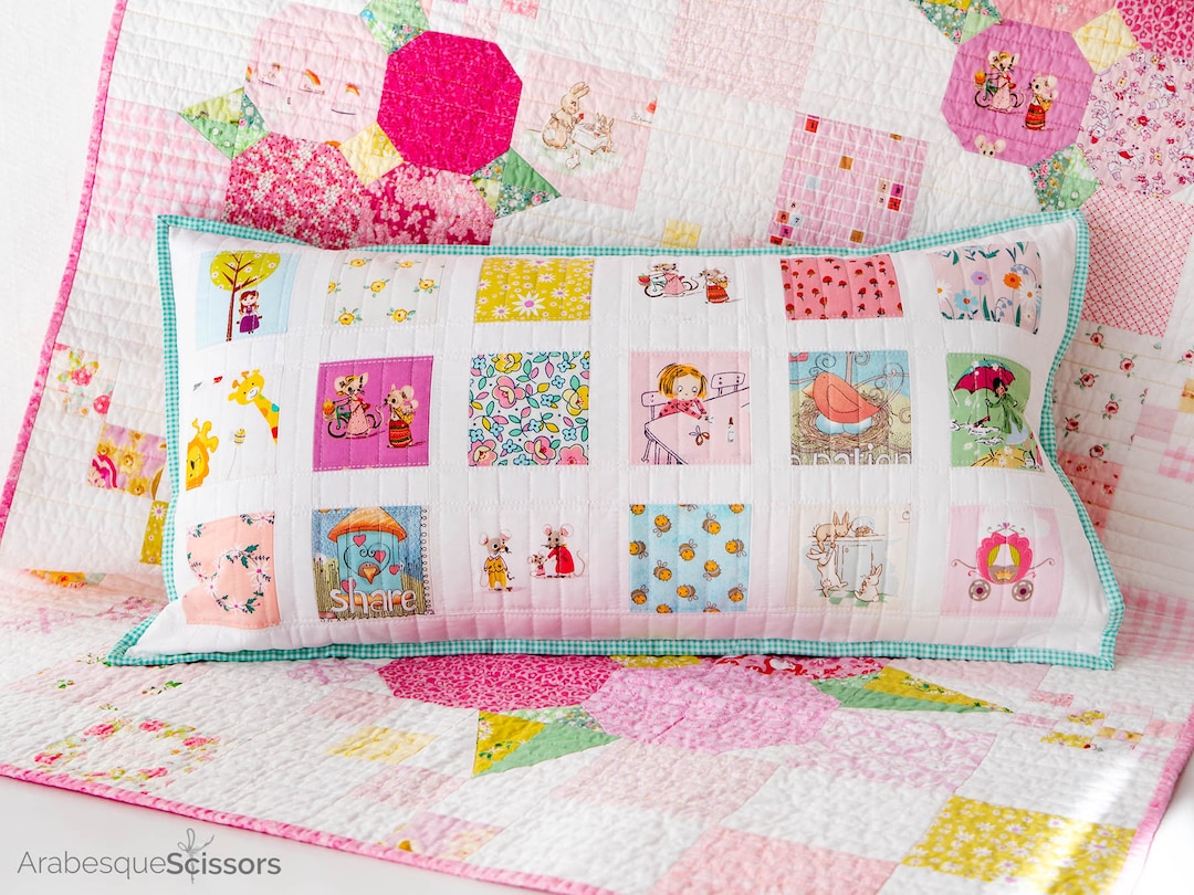 Patchwork Quilted Easy Beginner Peekaboo Patch Pillow Pdf Pattern