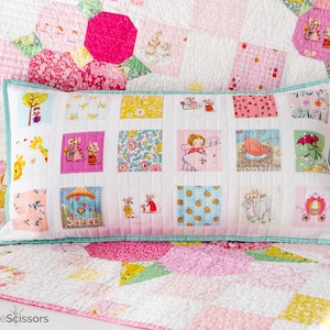 Patchwork Quilted Easy Beginner Peekaboo Patch Pillow Pdf Pattern Nursery Pillow Arabesque Scissors