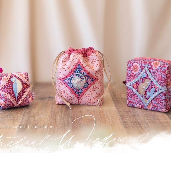 The Cathedral Pdf Bundle - Cathedral Window Pincushion, Sachet, & Cube Zipper Pouch