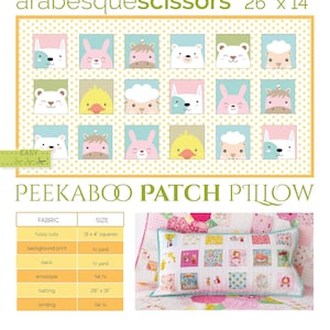 Patchwork Quilted Easy Beginner Peekaboo Patch Pillow Pdf Pattern Nursery Pillow Arabesque Scissors image 2