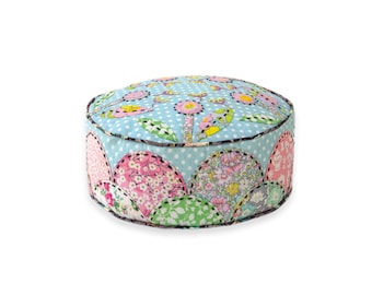 Wildflower Pillbox Pincushion English Paper Pieced Clamshells Applique