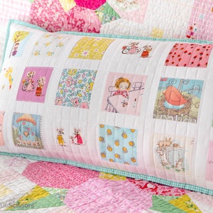 Patchwork Quilted Easy Beginner Peekaboo Patch Pillow Pdf Pattern Nursery Pillow Arabesque Scissors image 3