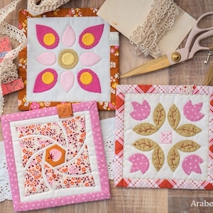 Mini Stitch Applique - Easy Needleturn PDF Pattern Olive Lotus Hexaswirl