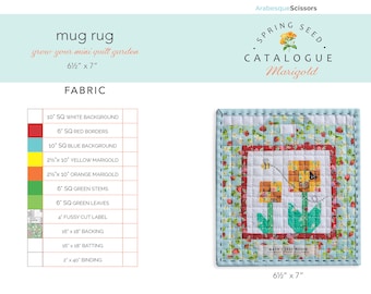 Mug Rug Pdf Pattern Spring Seed Catalogue Marigold Packet