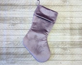 Medias navideñas de terciopelo lila y morado claro