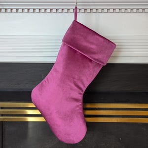 Ready to Ship, Magenta Pink Velvet Christmas Stocking