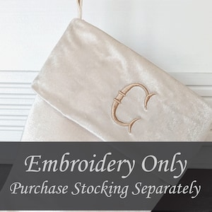 Embroidery add-on, Initial Monogram, choose your font, your choice of colors, paw print, Christmas stocking add-on. Stocking not included.