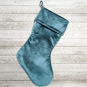 Teal Velvet Christmas Stockings