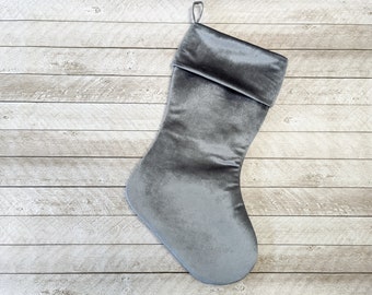 Charcoal Gray Velvet Christmas Stockings