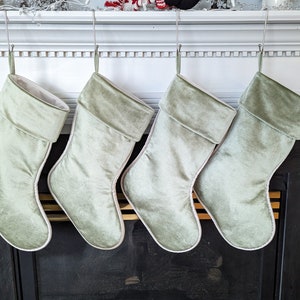Single Custom Velvet Christmas Stocking with velvet piping