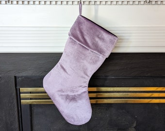 Ready to Ship, Lilac Light Purple Velvet Christmas Stocking