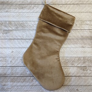 Camel tan gold Velvet Christmas Stocking, made to order