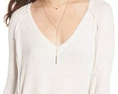 Y necklace, simple bar lariat bar necklace, minimal Y necklace, gold satellite chain drop, layering long necklace bridal jewelry