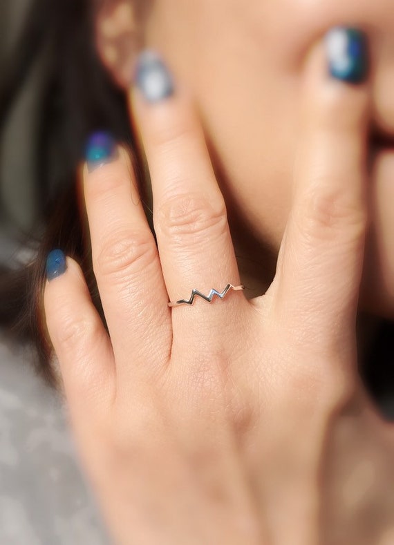Sterling Silver 1mm Pulse Size 7 Finger Rings Stacking Ring V