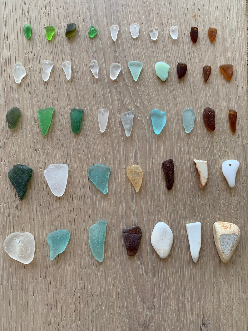 Drilled Seaglass Beads Beach Glass Jewelry Supply Genuine Etsy