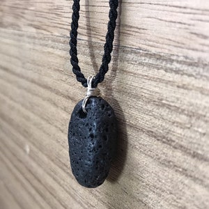 Beach Bum Surfer Lava rock necklace, silver wire wrapped Volcanic beach rock  necklace, Unisex  Mens handmade Jewelry, gift for him