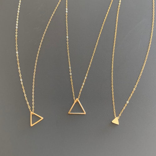 Tiny Gold or Silver Triangle Necklacegold Geometric Triangle - Etsy