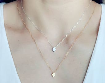 Tiny Gold or silver  Rhombus Necklace, Gold Geometric diamond shape Necklace, Modern trendy Minimalist Jewelry, Dainty Triangle Necklace